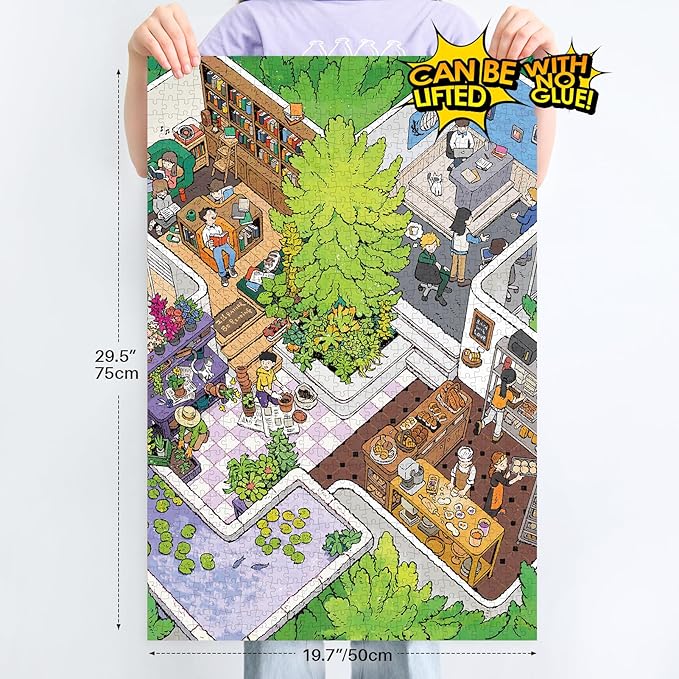 MOMIBOOK Puzzles for Adults 1000 Pieces Jigsaw Puzzles of Gathering in The Treehouse, Twinkle Laminate Painting Image Difficult Challenging Impossible Puzzle Unique Party Christmas Birthday Gifts