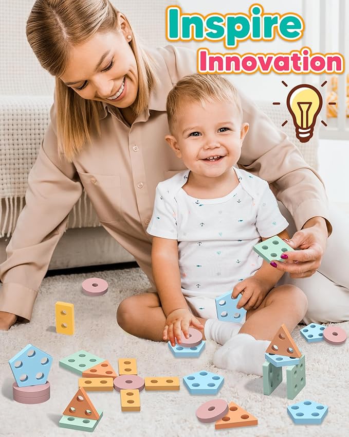 Montessori Toys for 1 2 3 Year Old Boys Girls Gifts, Wooden Shape Sorter Toys for Ages 2-4, Toddler Learning Toy Puzzles Birthday Gift Ages 1-3