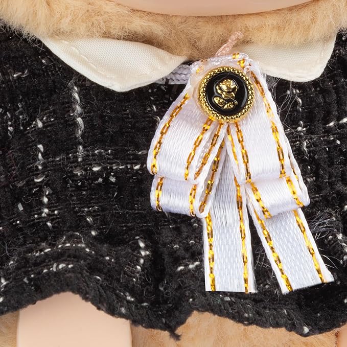 Premium Doll Clothes for Labubu - Luxury Chic Style Set for 17cm Dolls, Doll Outfit for Display, Collectors, Gift - Cute Miniature Fashion Accessories - Black Camellia (Clothes Only)