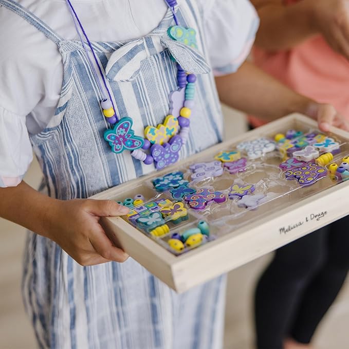 Melissa & Doug Created by Me! Butterfly Beads Wooden Bead Kit, 150+ Beads for Jewelry-Making