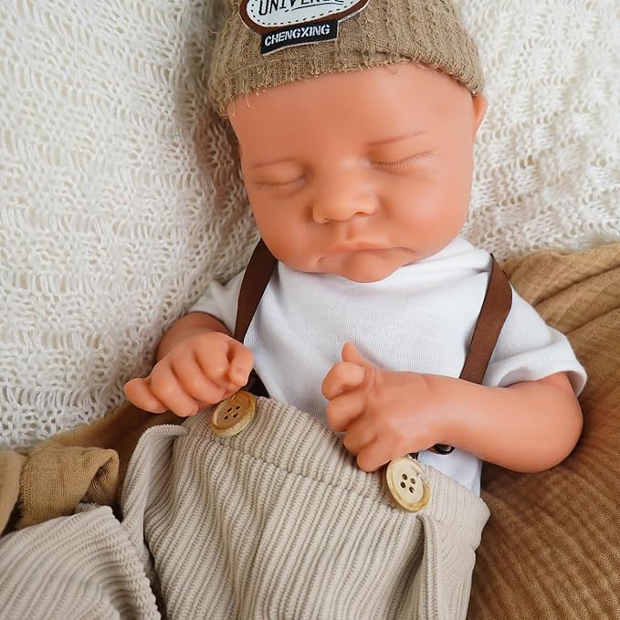 Boy 17.5 Inch, Full Silicone Baby Doll, Realistic Baby Dolls, Realistic Veins & Sleeping Pose, Not Vinyl, Reborn Baby Dolls Silicone Full Body, Gift Set