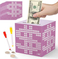 Primo Lines Piggy Bank for Adults Must Break to Open, with Savings Counter & Goal Tracker, Unbreakable Stainless Steel Money Box for 10K Challenge $3000 $5000, Kakeibo (4.72 Inch)