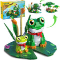 3 in 1 Animals Frog Family Building Set - Animal Figures with 3 Building Options, Create Frog, Turtle or Snail Family - Educational Toy Birthday Gift for Girls and Boys Ages 6+