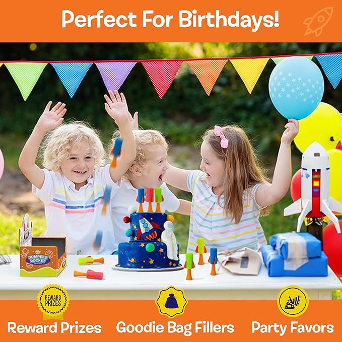 IPIDIPI TOYS Jumpeez Jumping Rocket Poppers – 24-Pack Spring Launcher Toys for Kids – Halloween Toys for Trick or Treat, Halloween Goodie Bag Stuffers, Birthday Party Favors for Boys & Girls