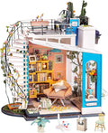 Rolife DIY Miniature House Kit Dora's Rooftop, Tiny House Kit for Adults to Build, Mini House Making Kit with Furnitures, Halloween/Christmas Decorations/Gifts for Family and Friends (Dora's Rooftop)