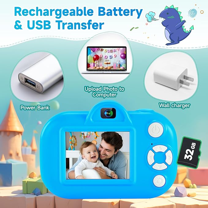 Toddler Camera Kids Camera Christmas Birthday Toy Gifts for Kids Age 3 4 5 6 7 8, Blue