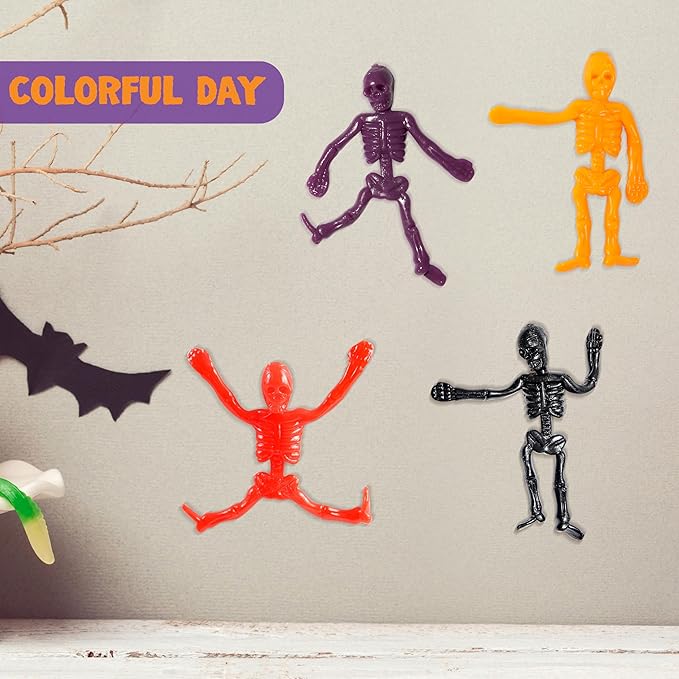 JOYIN 108 PCS Halloween Stretchy Skeletons, Halloween Sticky Hands Toys Bulk for Halloween Party Favors Decorations, Kids Student School Classroom Favors, Carnival Game Prizes, Goodie Bag Fillers