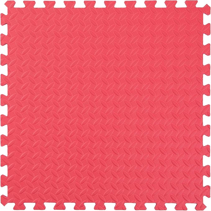 IncStores 1/2 Inch Thick Diamond Soft Foam Flooring Tiles | High-Density Interlocking Foam Tiles for Rugged Style in Your Home Gym, Playroom, and More | Red, 12 Tiles