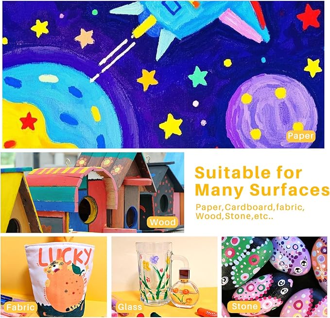 Tempera Paint Sticks, 36 Colors Washable Paint Sticks for Kids Including 12 Vibrant Colors, 12 Pastel Colors, 6 Neon Colors and 6 Metallic Colors