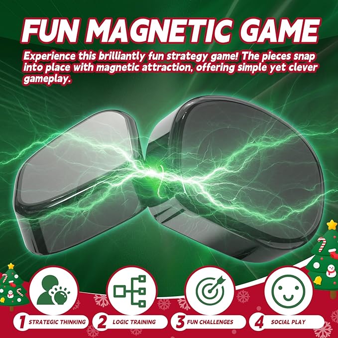 Magnet Game with String, Magnetic Game Chess for Adults Kid, Strategy Board Games for Kids 6-8-12, Christmas Family Games for Kids and Adults, Great Version, 2-4 Player, 5-Min Games