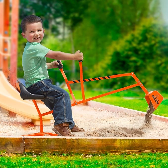 Special Edition Digger Excavator Ride On Crane and Pretend Play Construction Toy, Orange