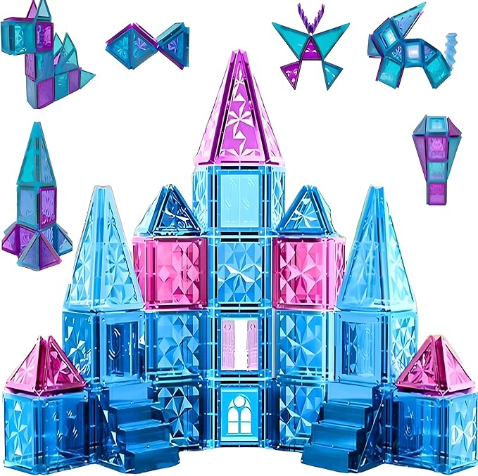 Magnetic Tiles 3D Diamond 102pcs Set | STEM Building Blocks for Kids | Montessori-Inspired Educational Toys | Magnet Building Set for Toddler Learning & Creativity | Gifts for Boys & Girls Ages 3+