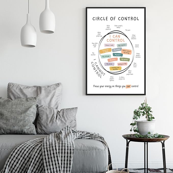 Circle Of Control Poster What I Can And Cannot Control Therapy Office Wall Art Kids Mental Health Poster Calm Down Corner School Decor 16x24in BlackFramed