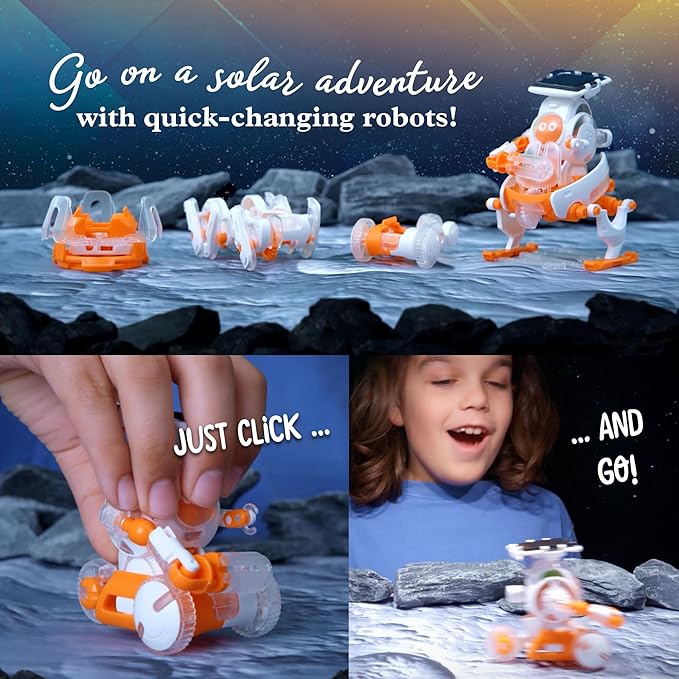 Thames & Kosmos SolarBots: Cosmic Explorers STEM Experiment Kit | Build 5 Solar-Powered Robots That Walk, Crawl, Spin & Roll, No Batteries Required, Solar Panel Included, Explore Solar Technology