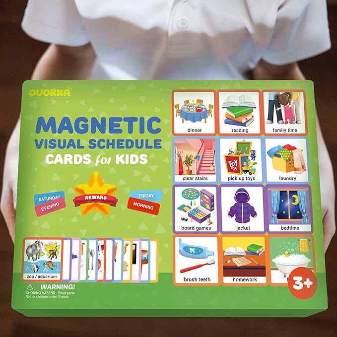 QUOKKA 95 Reward Chore Chart Cards for Kids - Toys for Autistic Children Age 5-7 ADHD Tools - Behavior Visual Schedule for Toddler at Home - Routine Responsibility Board Autism Learning Materials