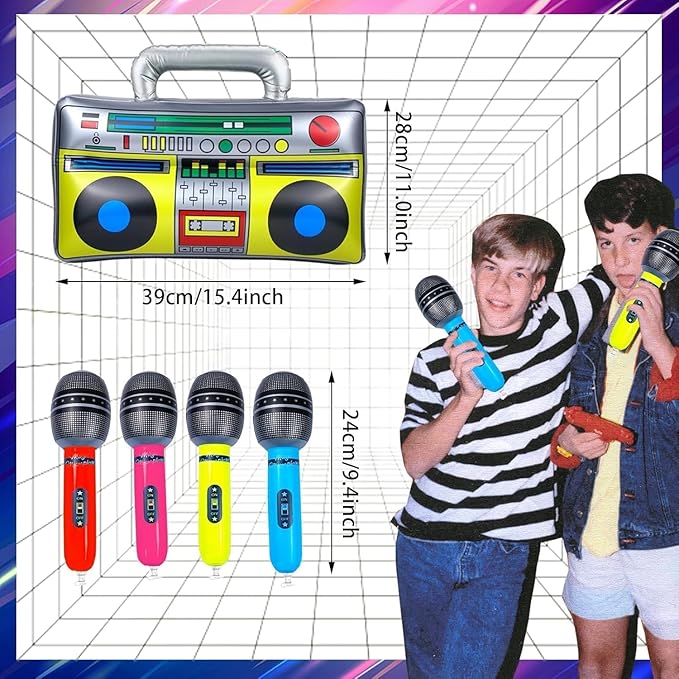 10pcs Inflatable Instruments Party Props Rock Star Toy Set Inflatable Saxophone Bass Rock Microphone Rock Electric Guitar Recorder Suitable for Various Music Parties(Classical Style)