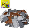 130 Pieces Classic Building Plate, 3 Color with 11 Size Baseplate, Base Plates Compatible with Lego Parts and Pieces, Building Bricks, for Most Brands (Dark Grey, Light Grey, Brown)