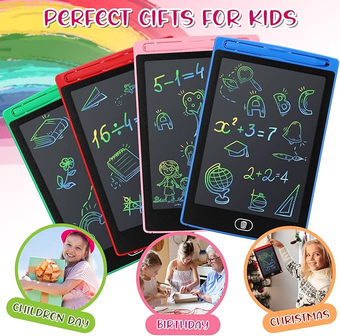 Zhehao 20 Pack LCD Writing Board for Kids, 8.5 Inches Doodle Reusable Screen Drawing Pad Erasable Painting Pads Educational Toy for 3-8 Years(Blue, Red, Green, Pink)