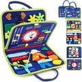 Toddler Busy Board, Montessori Sensory Toys for Boys, 1-4 Year Old Girl Toddler Travel Toys, Educational Learning Activities Board for Motor Skills, Birthday Gifts for Airplane Car, Blue Dinosaur