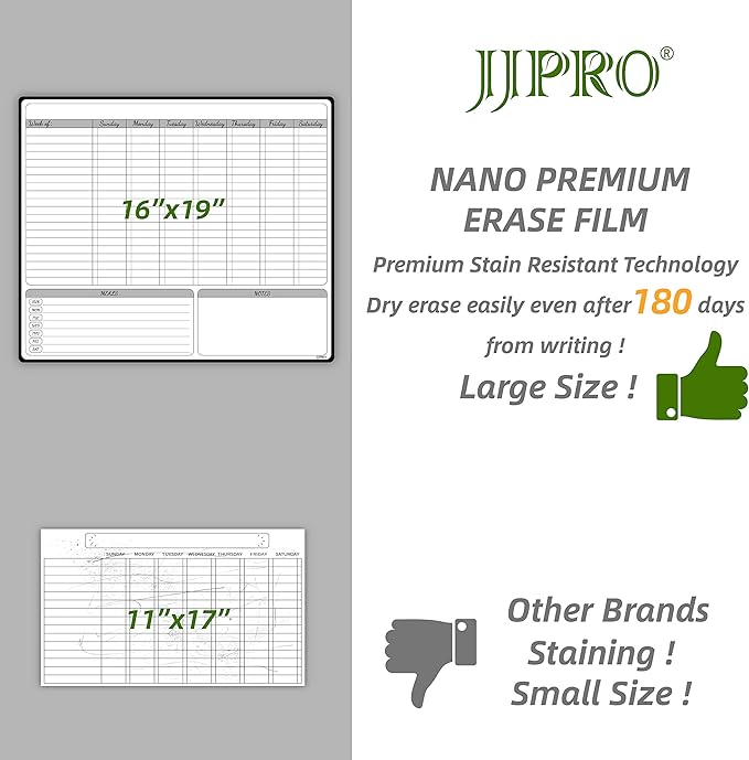 JJPRO Magnetic Dry Erase Chore Chart for Adults:Large Whiteboard16 x19-Chore Chart,Calendar,Meal Board Notes All-in-One,Behavior Chart,Teenagers,White