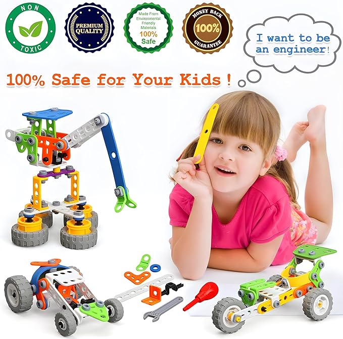 MOONTOY 11 in 1 STEM Kits Building Toys for Kids Ages 4-8 5-7, Stem Toys for 4 5 6 7 8 Year Old Boy Birthday Gift, Educational Construction Set for Boys 4-6 6-8 5-8, Creative Learning Engineering Game