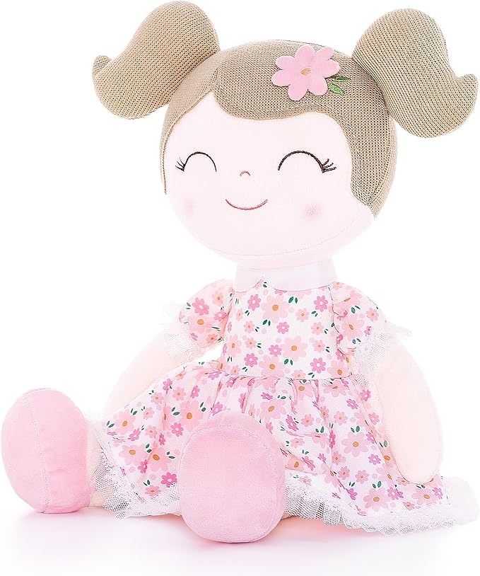 Gloveleya Baby Girl Gift First Baby Doll Plush Doll Print Sunflowers 15.5" with Gift Box