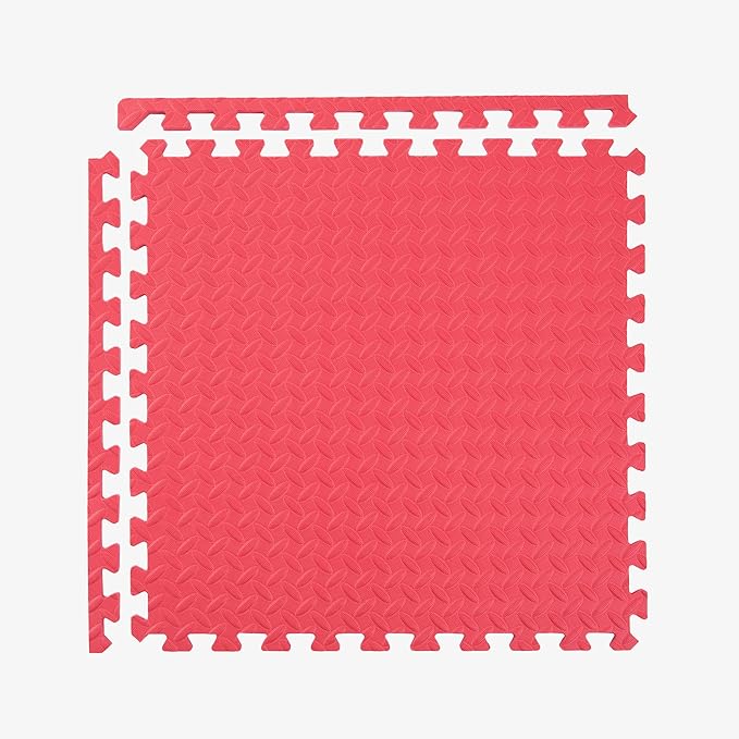 IncStores 1/2 Inch Thick Diamond Soft Foam Flooring Tiles | High-Density Interlocking Foam Tiles for Rugged Style in Your Home Gym, Playroom, and More | Red, 9 Tiles