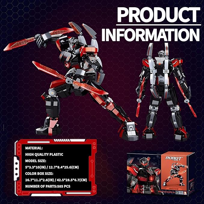 Wanderer Mech Robot Building Block Sets Dark Robot with 2 Weapons Forms Destroy Warrior City Action Mechs Model Kit Toys Gift for Adults and Kids Boys 6 7 8 10+ 585 Pieces