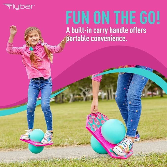 Flybar Pogo Trick Ball for Kids – Balance Bounce Board with Anti-Slip Deck – Pump Included - Indoor & Outdoor Toys for Boys and Girls Fun Way to Reduce Screen Time Supports up to 160 lbs – Ages 6+