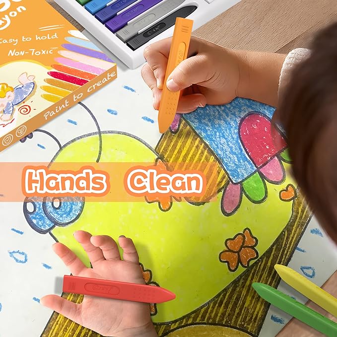 Triangle Jumbo Crayons for Toddlers, 18 Colors Mess Free Unbreakable Crayon Gifts, Easy to Hold Washable Crayons for Kids, Safe Coloring Gifts for Babies and Children