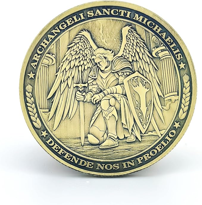 The Archangel Michael Challenge Coin Christian Coin Bible Verse Angel Coin As Catholic Gifts (Pack of 6)