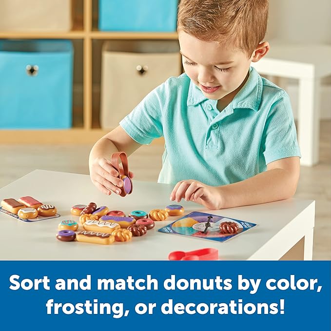 Learning Resources Grab That Donut! Fine Motor Game - Toddler Food Bakery Toys, Board Games, Color Sorting, Gifts for Boys and Girls, Hand Eye Coordination, Preschool Sensory Activities