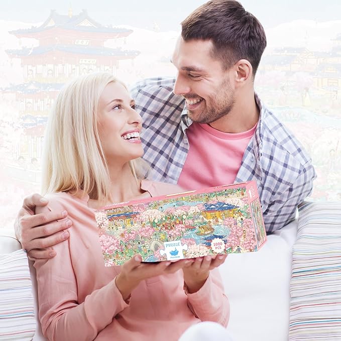 MOMIBOOK 1000 Piece Puzzle for Adults Jigsaw Puzzles of Cherry Blossom Dream, Painting Image Difficult Challenging Hard Impossible Puzzle Unique Funny Party Christmas Birthday Gifts
