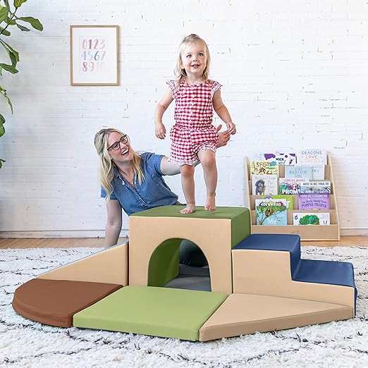 ECR4Kids SoftZone Lincoln Tunnel Climber, Toddler Playset, Earthtone
