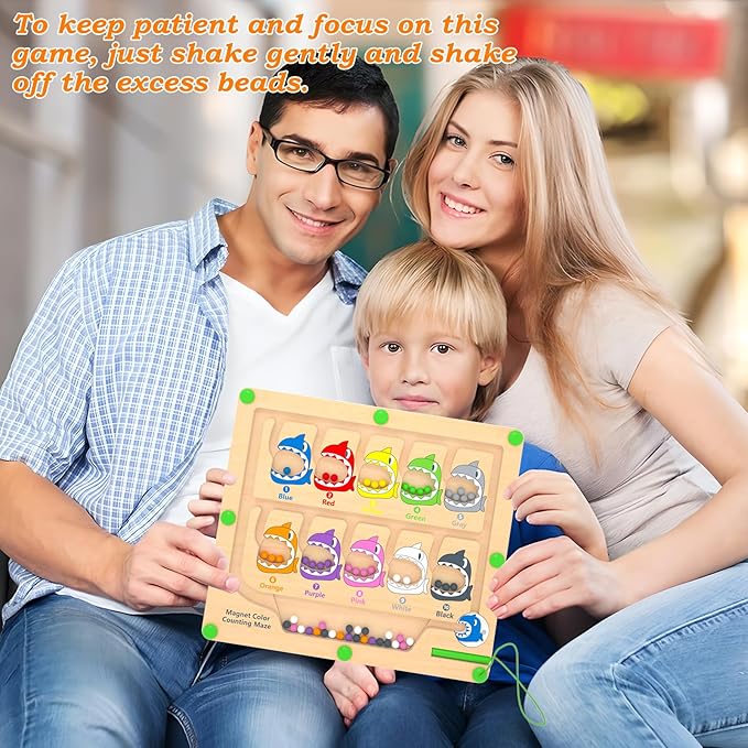 Magnetic Color & Number Maze, Montessori Counting Matching Toys, Wooden Magnet Maze Board Game, Montessori Fine Motor Skills Toys for 3 4 5 Years Old Preschool Learning Activities