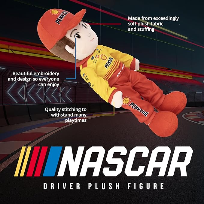 Playtime by Eimmie NASCAR-Themed Soft Baby Doll, 14-Inch Plush Racing Rag Doll for Kids, Team Penske Joey Logano Plush Figure, Fabric Stuffed Toy for All Ages