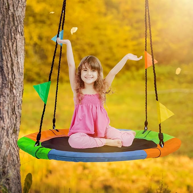 Sorbus 40" Saucer Tree Glider – 220lbs Kids Outdoor Seat with Adjustable Ropes – Durable Net Design for Backyard, Swing Set, or Indoor Use – Fun Gift Idea