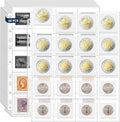 1200 Pockets Acid Free Coin Sleeves, Fit for Coin Flips 2x2 inch, 60 Pack 3 Ring Binder Sleeves Clear Plastic Stamp Collecting Supplies, Non Stick and Non Glare