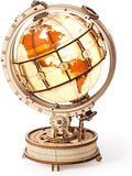 ROBOTIME ST003 Luminous Globe - Wooden 3D Puzzles for Adults with LED Light - Globe Model Building Kit for Teens & Adults
