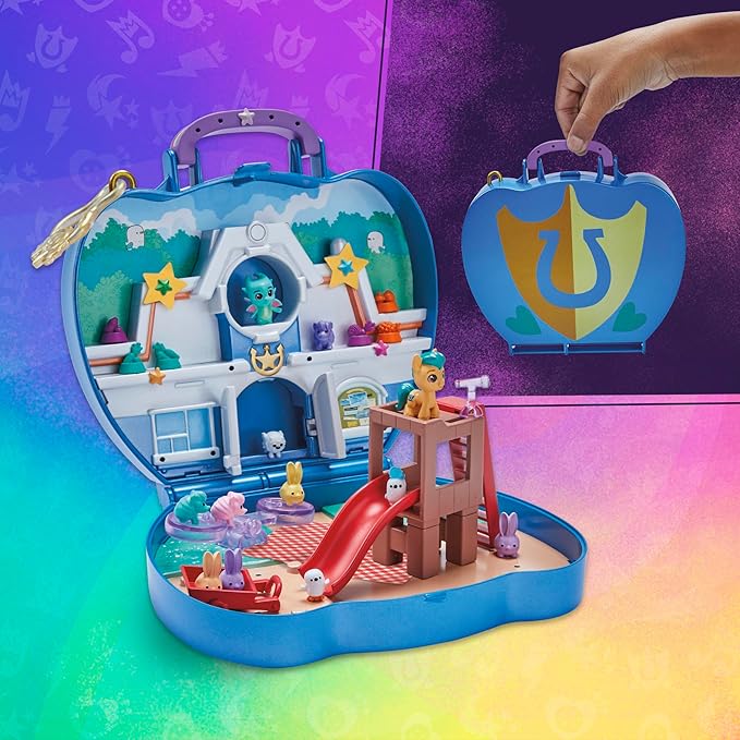 My Little Pony Mini World Magic Compact Creation Critter Corner Toy, Buildable Playset with Hitch Trailblazer Pony for Kids Ages 5 and Up