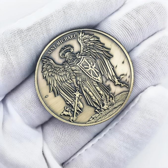 The Archangel Michael Challenge Coin Religious Coin Christian Collectible Psalm 91:10-11 (Pack of 6)