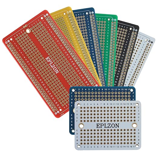 Solderable Breadboard PCB Board Gold-Plated Solder Breadboard for DIY Electronics Projects Apply to Arduino Soldering Projects 3.5"x2.05" & 2.0"x1.5"(Pack of 6 + 2 Mini Board,Multicolor)