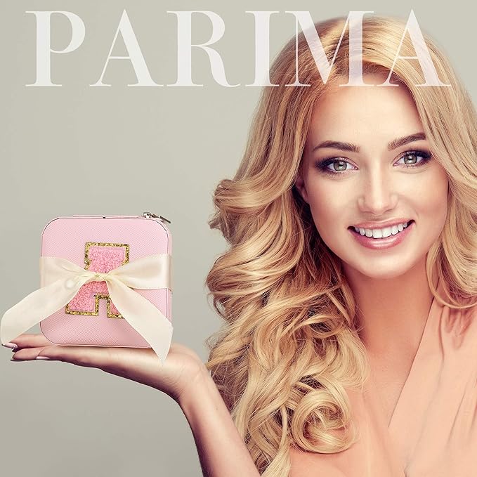 Parima Small Jewelry Box for Girls, Initial Jewelry Boxes for Girls | Small Jewelry Organizer | Travel Jewelry Case | Mini Travel Jewelry Box - Letter G, Pink