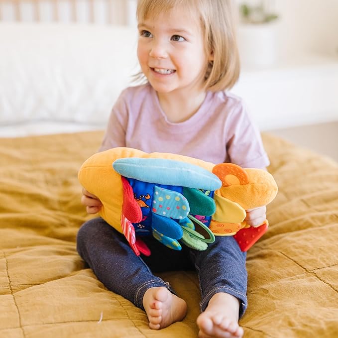 Melissa & Doug K’s Kids, Flip Fish Stuffed Animal, Soft Baby Book, Multi-Textured Squeaking & Crinkling Infant Sensory Toys for Babies with Baby Mirror, Tummy Time Toys for Infants Ages 0–9 Months