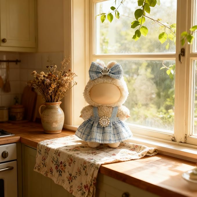 Clothes for LABUBU 17cm Doll (NO Doll), Outfit for LABUBU, Dress and Hairpin Set for LABUBU Dress Up, Fashion and Premium Dolls Accessories for LABUBU (Style C)