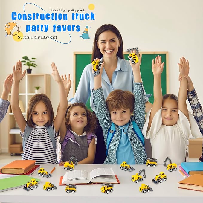 40 Pieces Mini Construction Vehicles Bulk Pull Back Trucks Engineering Toys for Kids Construction Party Favors