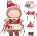 17cm Doll Clothes Set (No Doll), 4 Pieces Outfit Set for 6.7inch Dolls Suit, Fashion Christmas Clothes Accessories Dress-Up,Includes—Christmas Hat + Dress + Bear Vest+ Shoes(Style F)