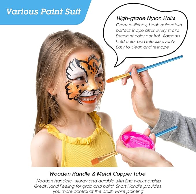 Fainne 68 Pcs Face Paint Stencils Kit, 48 Reusable Facial Painting Stencils with 10 Stickers 10 Painting Brushes Plastic Tattoo Templates for Halloween Party Makeup DIY Drawing Art(Weird Style)