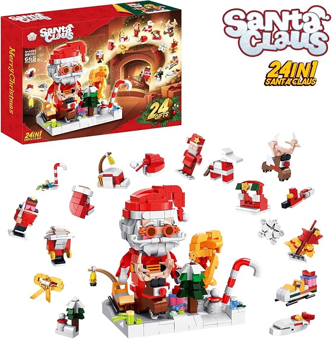 Santa Claus Classic Crutches Building Blocks Toys- Building Toys for Children, Boys & Girls, Ages 9+ - Indoor Decorations for Home/Santa Claus Figure- Gifts for Boys & Girls-665pcs