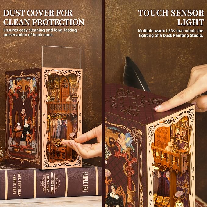 Book Nook Kit, DIY Miniature Dollhouse Booknook Kit, 3D Wooden Puzzle Bookend Bookshelf Insert Decor with LED Light for Teens and Adults (Duchess's Cloakroom)